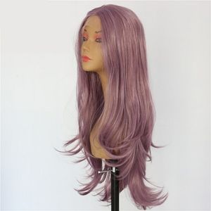 Mauve Purple Lace Frontal Wig Long Curly